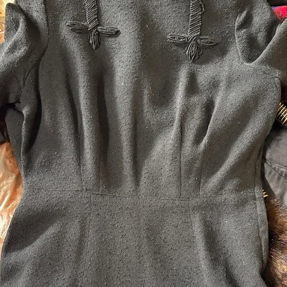 Vintage Mod mad men 1950s 1960 black dress small - Picture 7 of 8